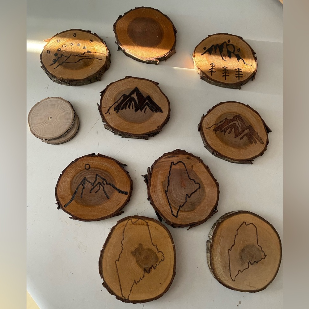 Customizable Handmade Wood Burned Coasters